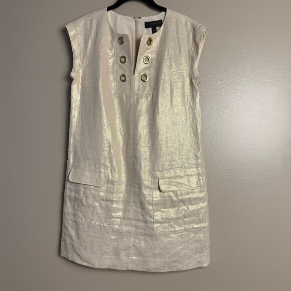 J. Crew Dresses & Skirts - J. Crew Gold Sheath Mini Dress Crew Neck Sleeveless